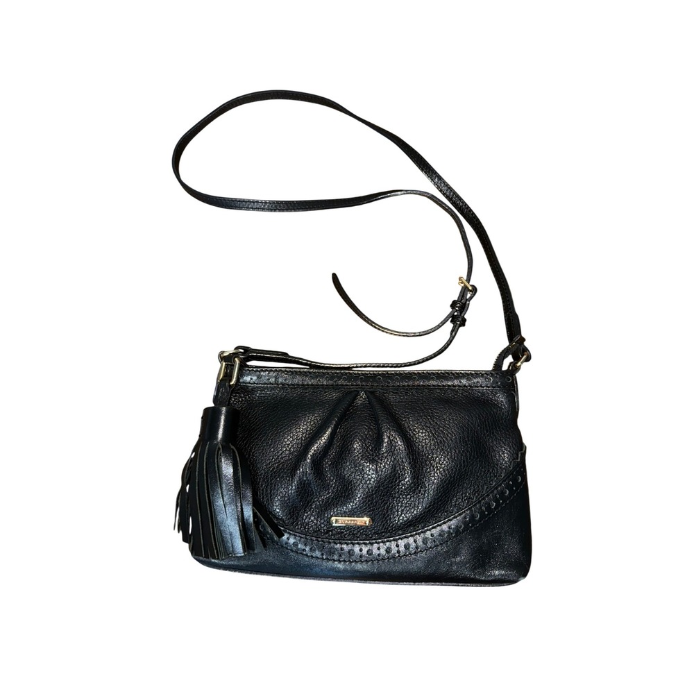 Burberry Black Pebbled Leather Tassel Brogue Crossbody Bag